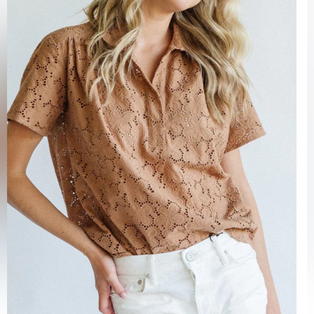 Jag Jeans Tan Eyelet Blouse